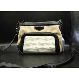 Vera Wang Simply Vera Crossbody Bag Taupe with White and Black 10" Long 8" Tall